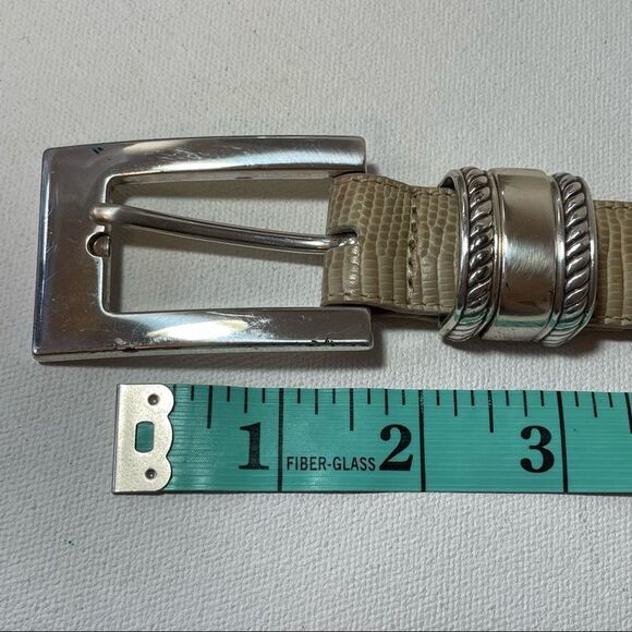 Brighton tan Crocodile belt with silver buckle ML 32 - Picture 2 of 6